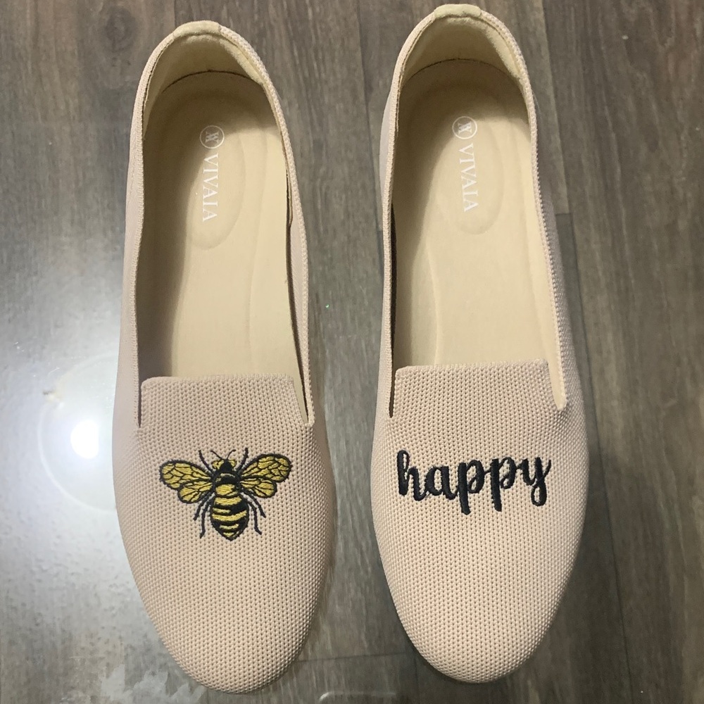 Beige Embroidered Women's Loafers